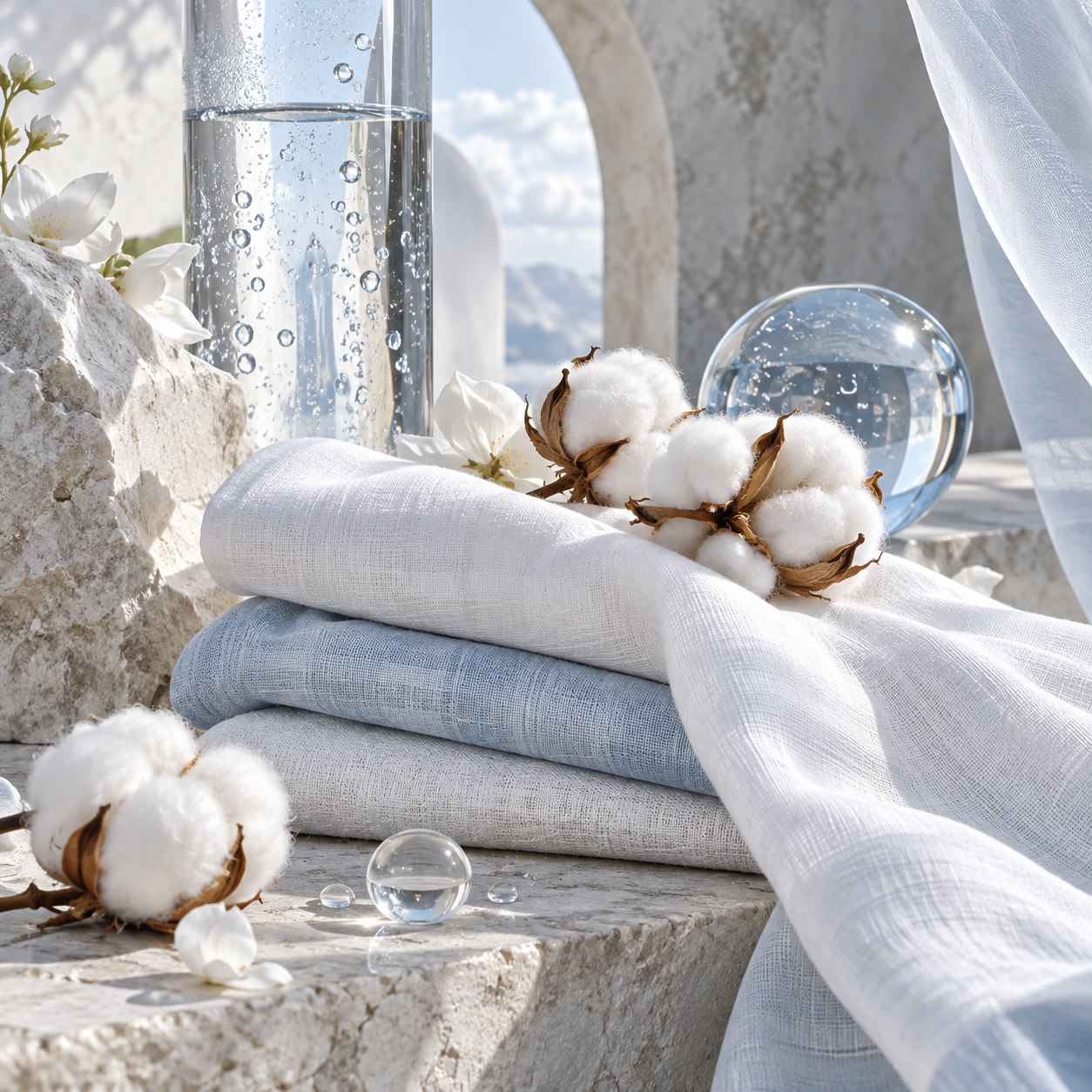 Clean scent family with linen, cotton and rain droplets
