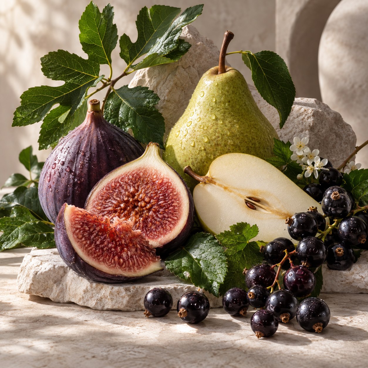 Fruity scent family with fig, pear and blackcurrant