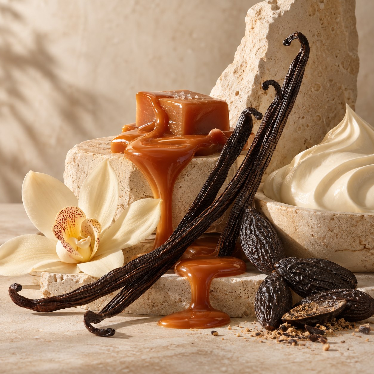 Sweet scent family with vanilla, caramel and tonka